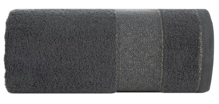 Ręcznik kąpielowy 50x90 cm bawełniany kolor stalowy z ozdobną bordiurą 500 g/m2 NESSY Eurofirany