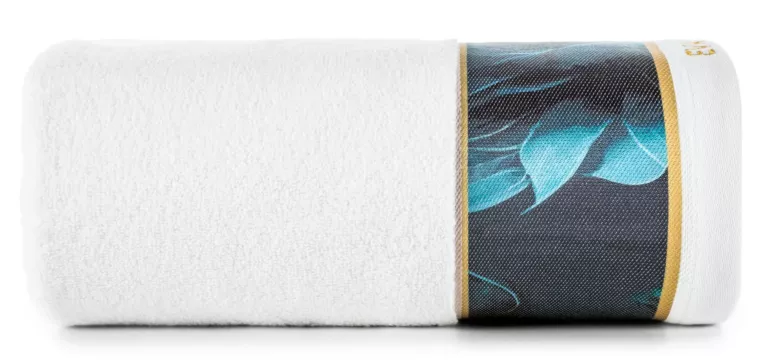 Ręcznik kąpielowy 50x90 cm bawełniany kolor biały,niebieski z designerską bordiurą 500 g/m2 Eva Minge Eurofirany