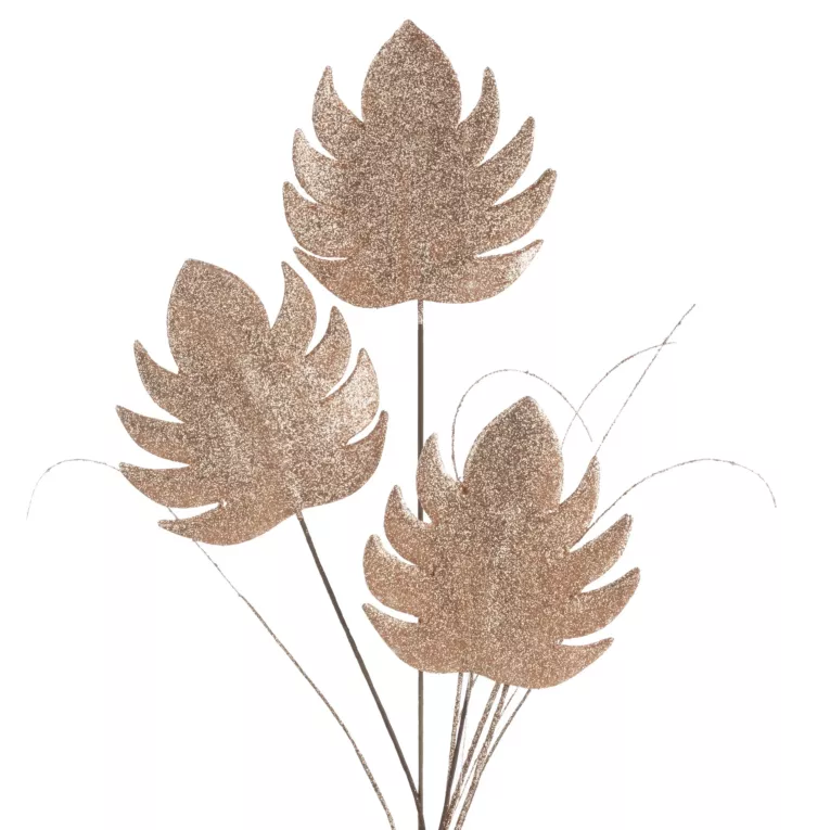 Gałązka sztuczna dekoracyjna z lśniącym brokatem złota Eurofirany