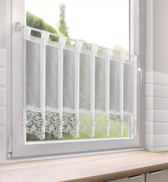 Zazdrostka biała  zdobiona subtelną aplikacją 70x150 cm szelki  - ARTEMIDA Eurofirany