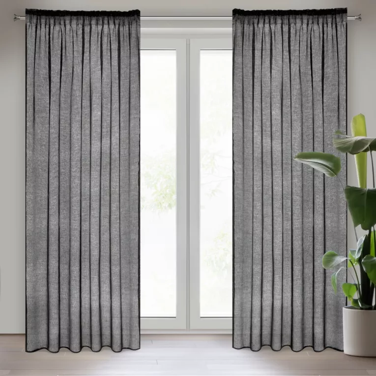 Firana czarna o strukturze drobnej siatki 140x270 cm przelotka CELINE Eurofirany