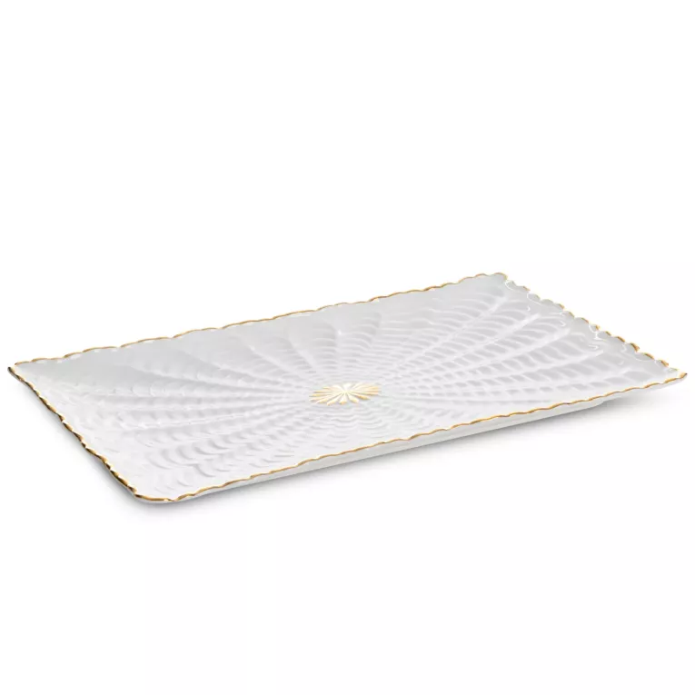 Patera ceramiczna GAIA z wytłaczanym wzorem i złotymi akcentami Eurofirany