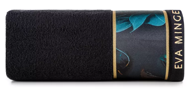 Ręcznik kąpielowy 70x140 cm bawełniany kolor czarny,niebieski z designerską bordiurą 500 g/m2 Eva Minge Eurofirany