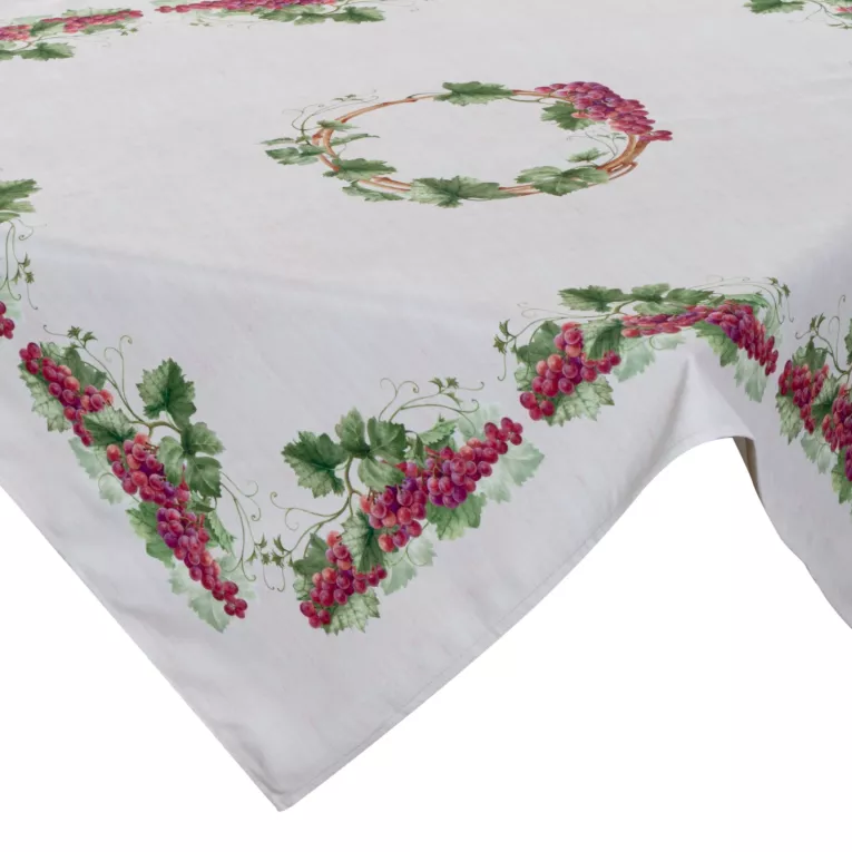 Bieżnik na stół naturalny 85x85 cm SUMMER 4 z nadrukowanym motywem winorośli