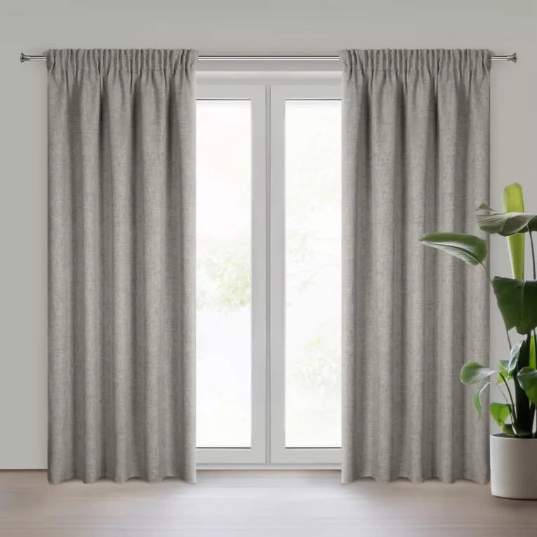 Zasłona ciemnobeżowa w stylu eko 140x270 cm taśma JULA2 Eurofirany