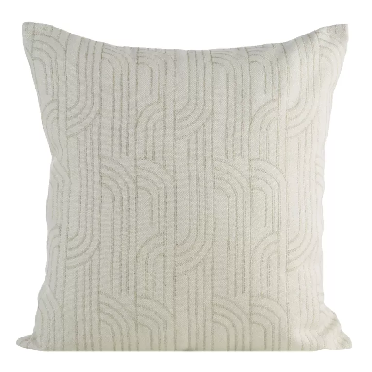 Poszewka na poduszkę 45x45 cm z geometrycznym haftem kremowo, złota MILA Eurofirany