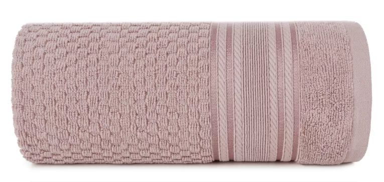 Ręcznik do rąk 30x50 cm bawełniany kolor pudrowy zdobiony subtelnymi paseczkami 500 g/m2 DAVOS Eurofirany