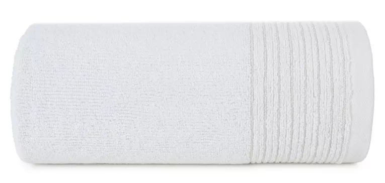 Ręcznik kąpielowy 50x90 cm bawełniany kolor biały zdobiony błyszczącą bordiurą 500 g/m2 LARI Eurofirany