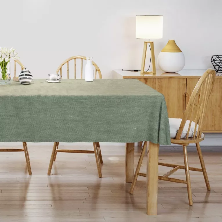 Obrus szyty DORA - HIT miętowy z miękkiej tkaniny o welurowej strukturze