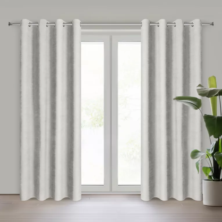 Zasłona jasnoszara z tkaniny welurowej 560x220 cm przelotka - Dora Eurofirany