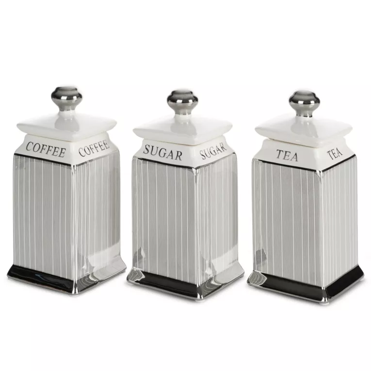 Zestaw 3 szt pojemników na kawe, cukier, herbatę