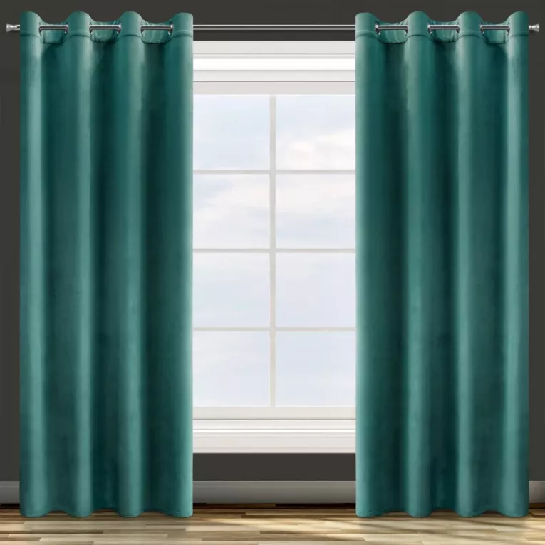 Zasłona ciemnoturkusowa z tkaniny welwetowej 140x250 cm przelotka ROSA Design 91 Eurofirany