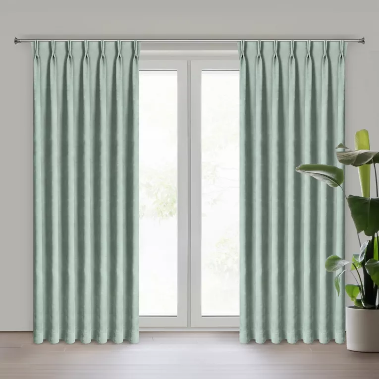Zasłona miętowa z tkaniny welurowej 50x220 cm szerokość po zmarszczeniu flex 1:2 Dora Eurofirany