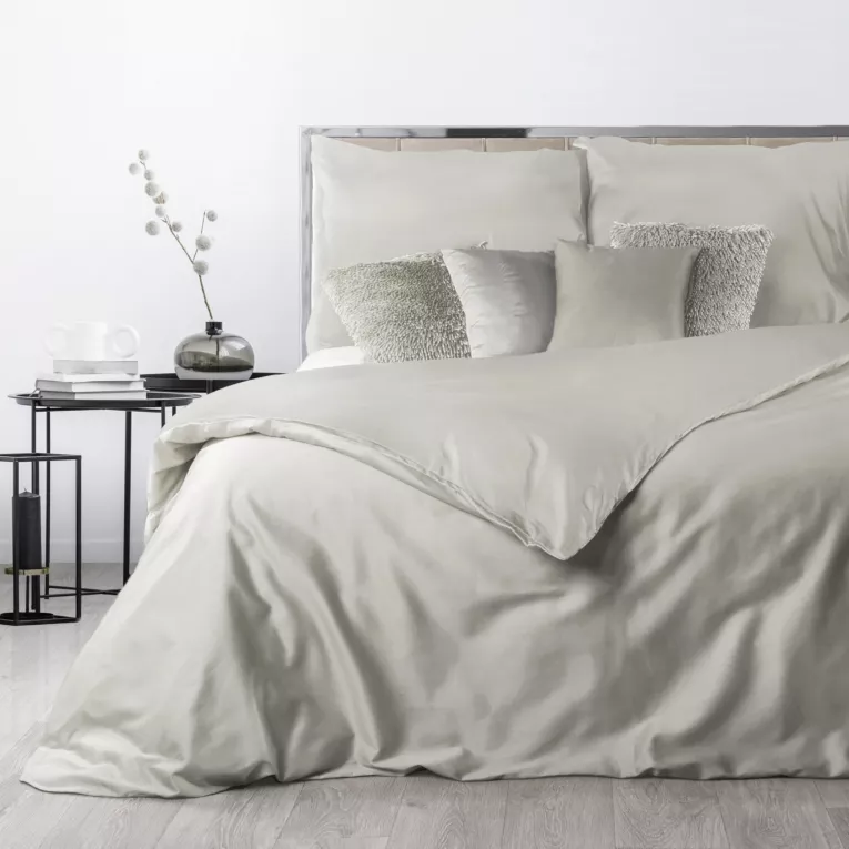 Pościel 160x200 cm gładka z makosatyny bawełnianej kolor beżowy DELIA Reina Line Eurofirany