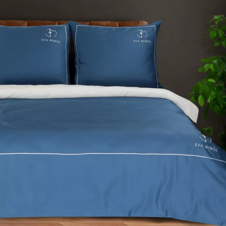 Pościel 220x200 cm z makosatyny bawełnianej kolor niebieski, biały styl nowoczesny Eva Minge Eurofirany