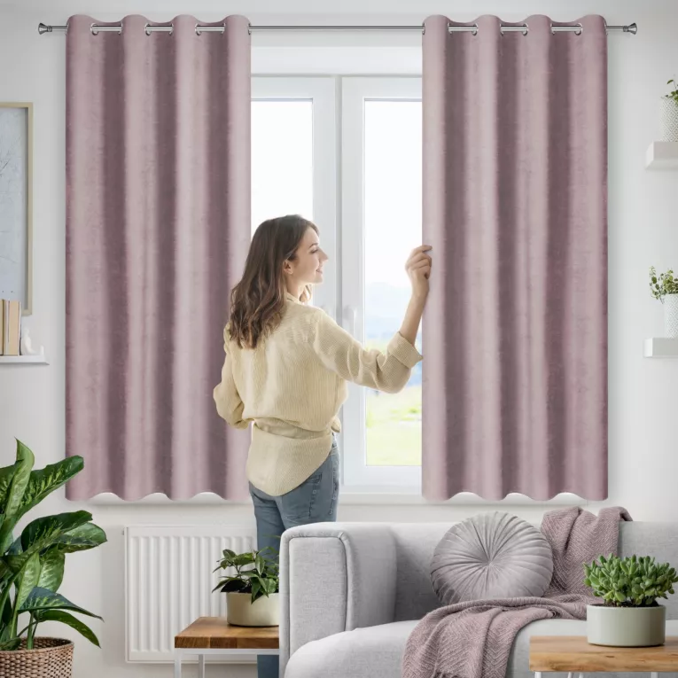 Zasłona wrzosowa z tkaniny welurowej 120x120 cm przelotka - Dora Eurofirany