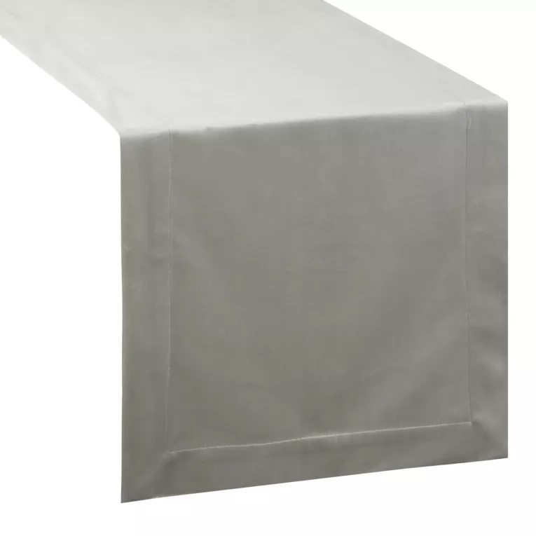 Bieżnik na stół srebrny 40x140 cm welwetowy MELINDA z ozdobną listwą