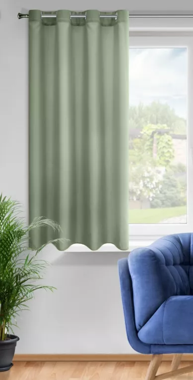 Zasłona oliwkowa z matowej gładkiej tkaniny 140x175 cm przelotka - RITA Eurofirany