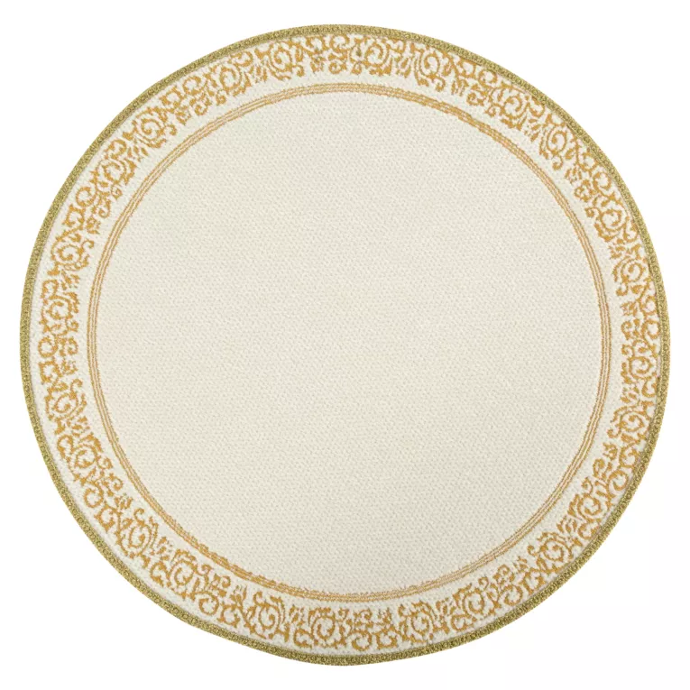 Podładka na stół biało, złota średnica 38 cm MAJORKA zdobiona błyszczącym wzorem ornamentu
