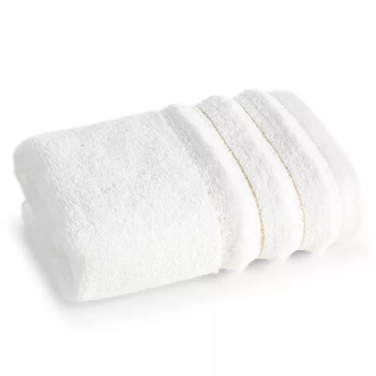 Ręcznik kąpielowy 50x90 cm kolor kremowy zdobiony pasami z błyszczącej nici 500 g/m2 LUNARI Eurofirany