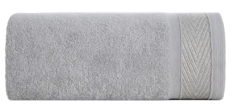 Ręcznik kąpielowy 50x90 cm bawełniany kolor srebrny z ozdobną bordiurą 400 g/m2 MELANIE Eurofirany