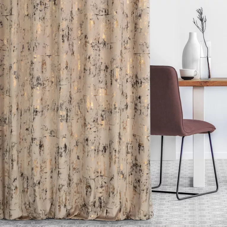 Tkanina zasłonowa z welwetu zdobiona złotym nadrukiem Eurofirany