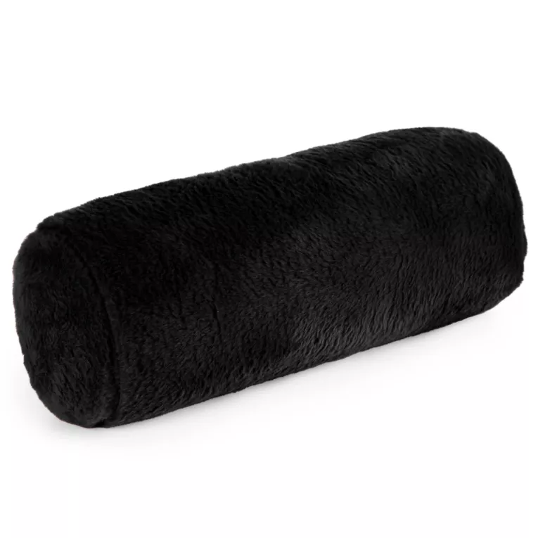 Poduszka wałek 15x45 cm czarna z miękkiej futrzanej tkaniny  NINA Eurofirany
