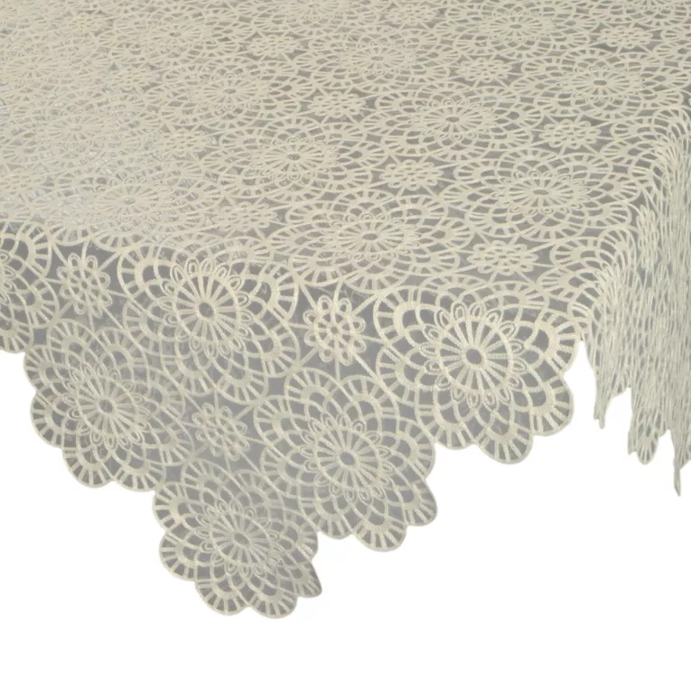 Obrus na stół  85x85 cm beżowy zdobiony haftem - IRINA Eurofirany