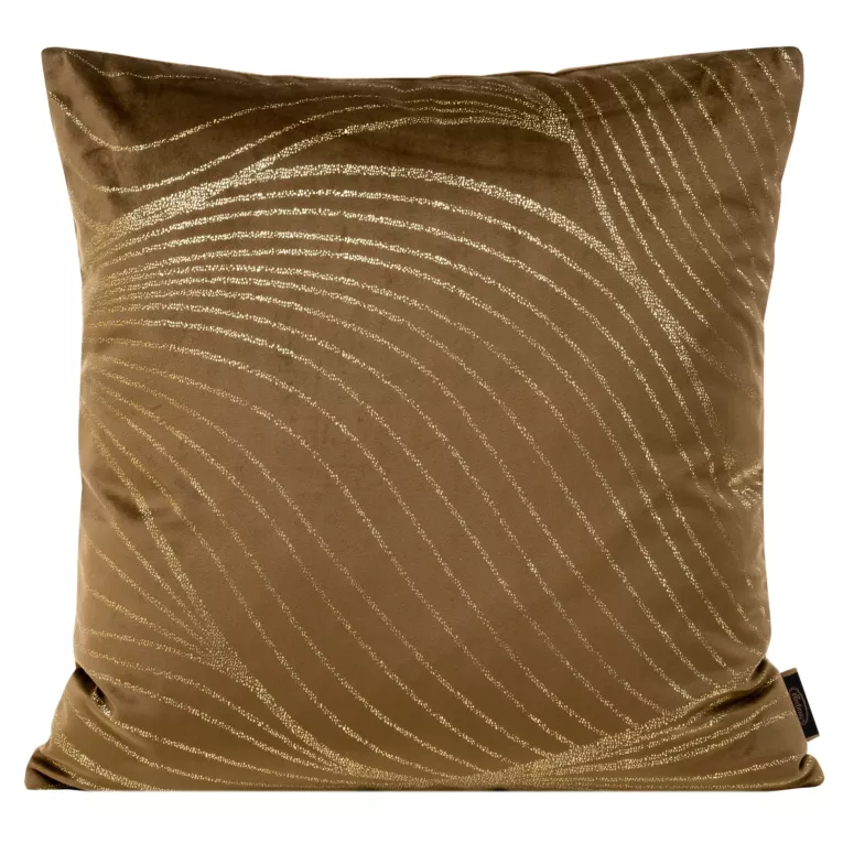 Poszewka na poduszkę 45x45 cm welwetowa z nowoczesnym złocistym nadrukiem brązowa BLINK 18 Eurofirany