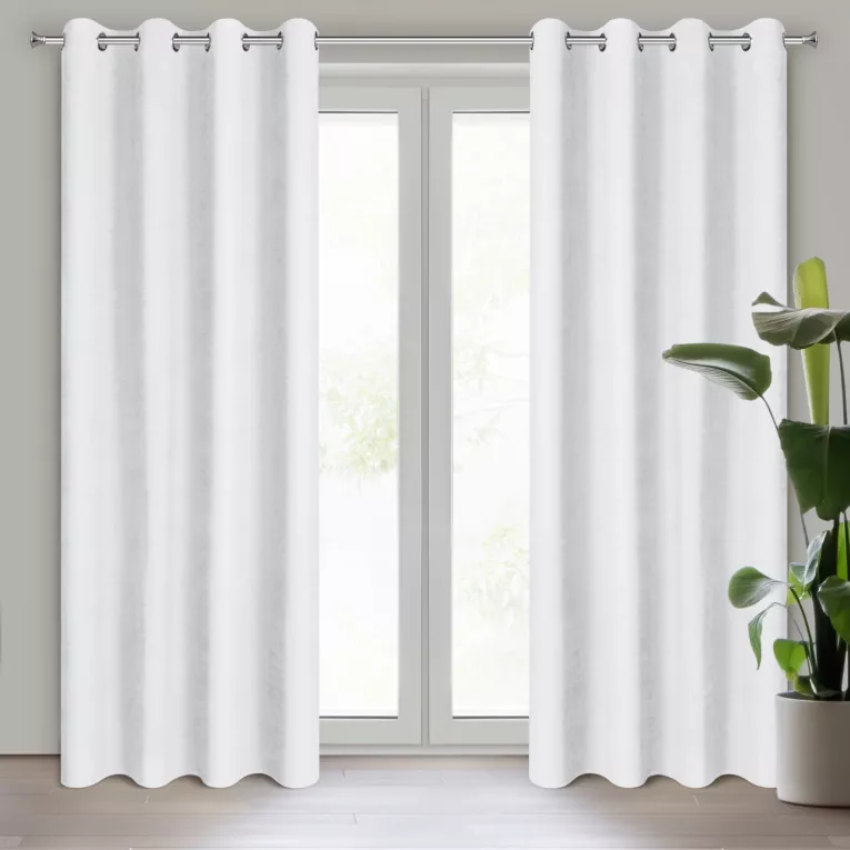 Zasłona biała z tkaniny welurowej 560x220 cm przelotka - Dora Eurofirany