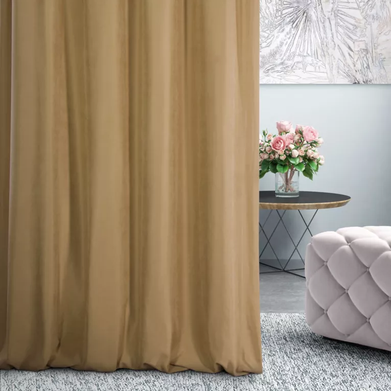 Tkanina zasłonowa miękka gładka o zamszowym chwycie Eurofirany