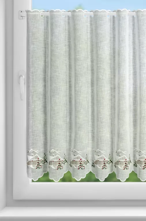 Tkanina firanowa zazdrostka z świątecznym haftem Eurofirany