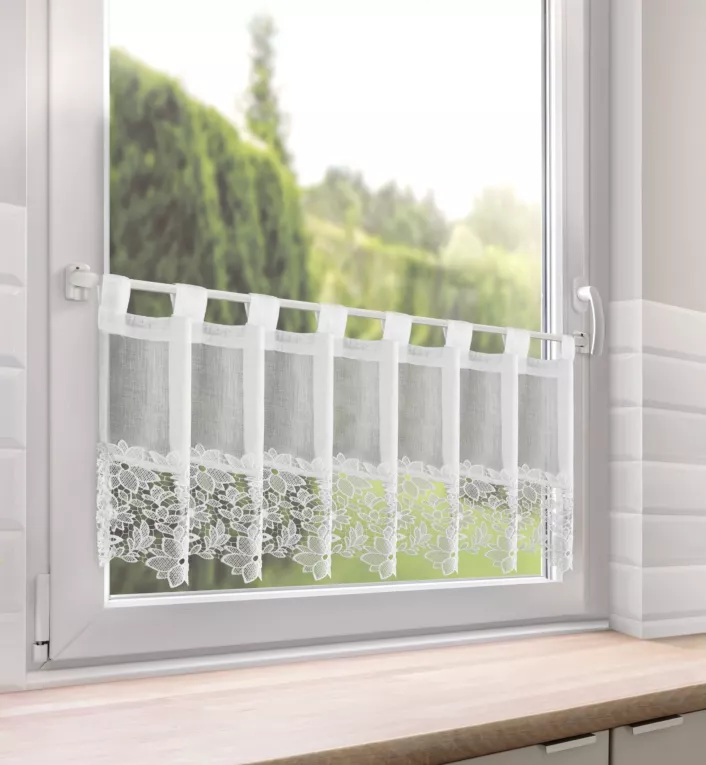 Zazdrostka biała  zdobiona subtelną aplikacją 40x150 cm szelki  - ARTEMIDA Eurofirany