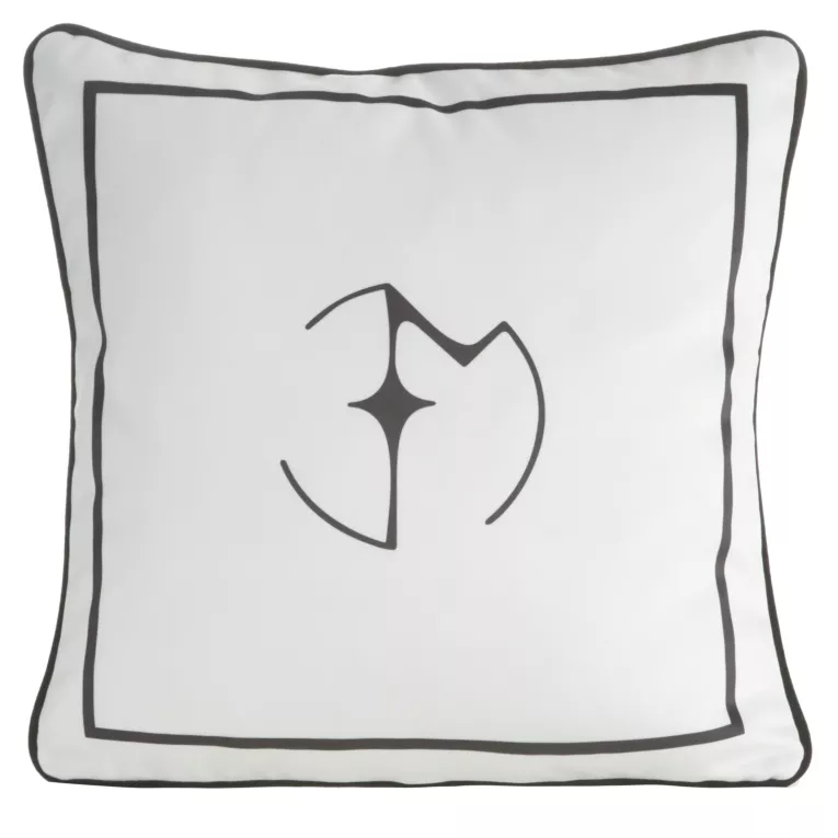 Poszewka na poduszkę 45x45 cm welwetowa i ozdobnym logiem biało, czarna EVA 3 EVA MINGE Eurofirany