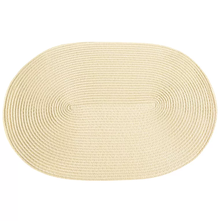 Podkładka owalna na stół jasnobeżowa 30 x 45 cm JUDY 2 pleciona