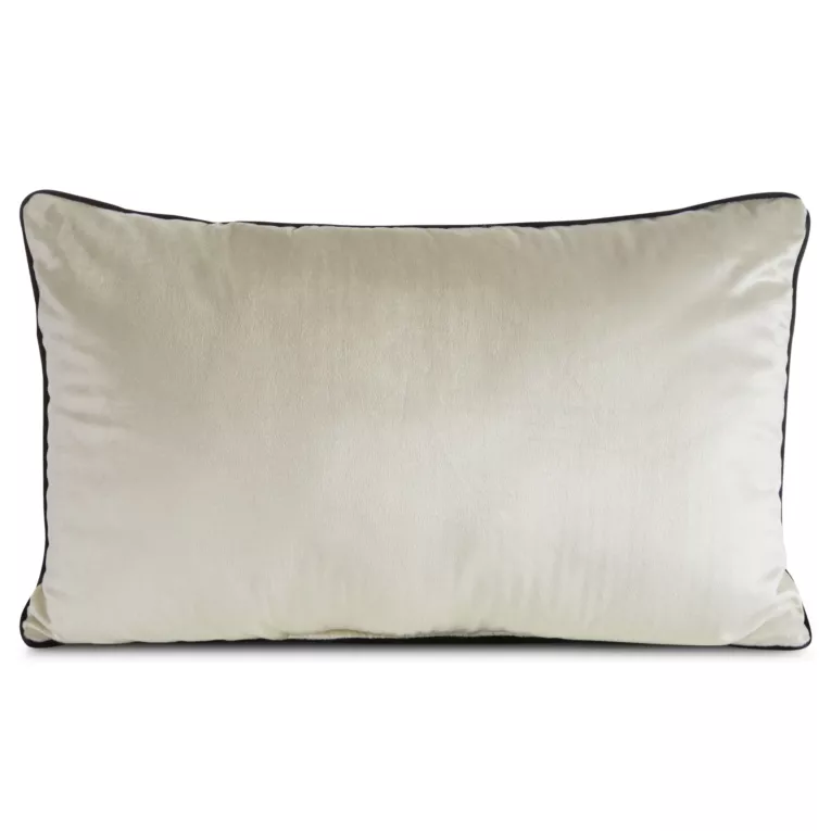 Poduszka 30 x 50 cm welwetowa beżowa z kontrastującą lamówką GAJA 3 Eurofirany