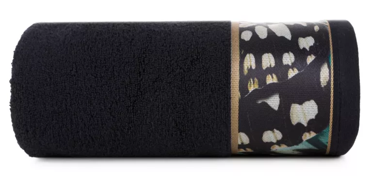 Ręcznik kąpielowy 70x140 cm bawełniany kolor czarny z designerską bordiurą 500 g/m2 EVA 15 Eva Minge Eurofirany