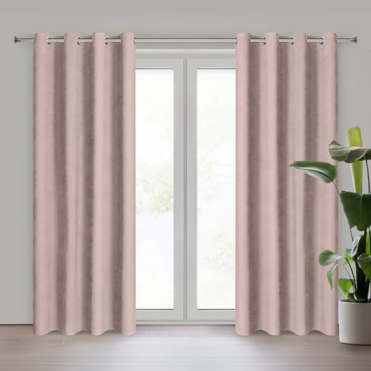 Zasłona różowa z tkaniny welurowej 120x260 cm przelotka - Dora Eurofirany