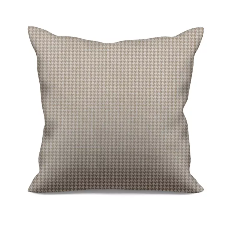 Poszewka szyta beżowo srebrna tkanina welwetowa z błyszczącym, metalicznym nadrukiem drobnej pepitki