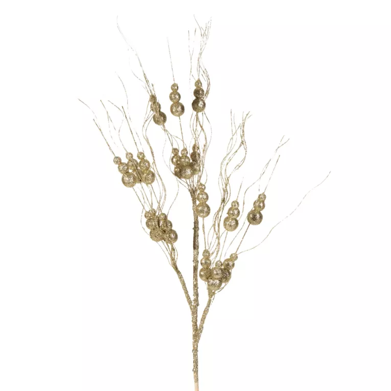 Szampańska gałązka dekoracyjna z kuleczkami na choinkę stroik 50 cm Eurofirany
