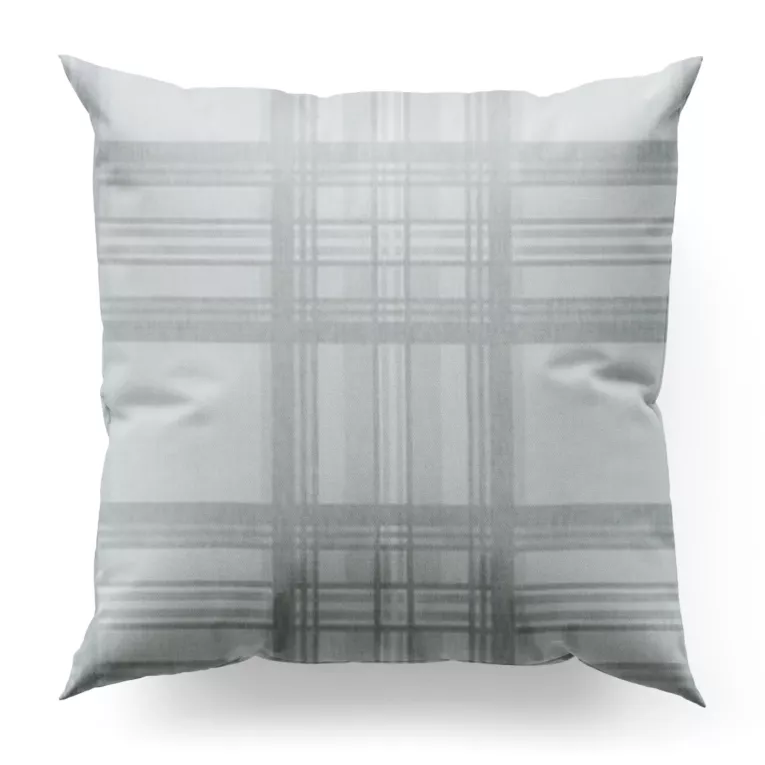 Poszewka szyta kremowo srebrna dwustronna, z wzorem w kratę