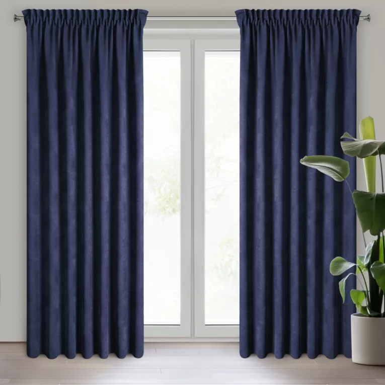 Zasłona granatowa z tkaniny welurowej 160x240 cm taśma - Dora Eurofirany
