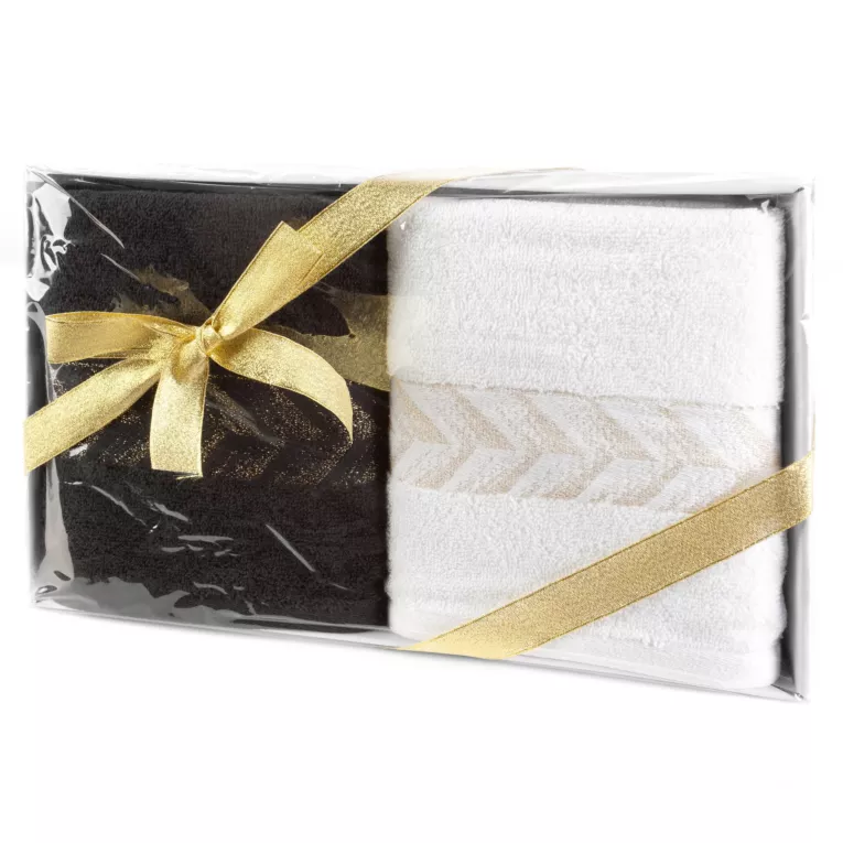 Zestaw ręczników bawełnianych 2 szt 50x90 cm kolor biały, czarny 450 g/m2 GLOW Eurofirany