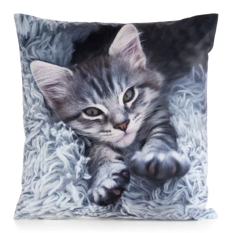 Poszewka ANIMAL z welwetu z motywem kota Eurofirany