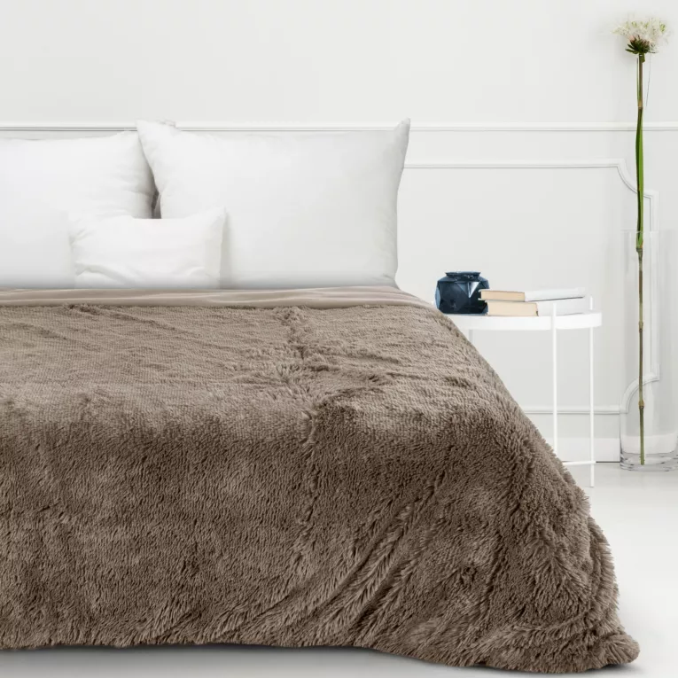 Koc o strukturze miękkiego futra 150x200 cm ciemnobeżowy TIFANY 1 DESIGN 91 Eurofirany