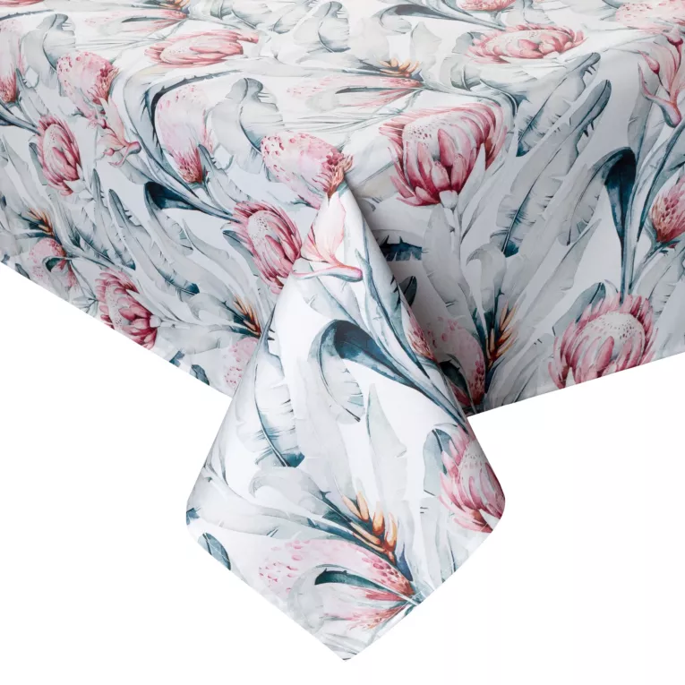 Obrus biało, niebieski 140x220 cm wodoodporny GARDEN na taras oraz balkon