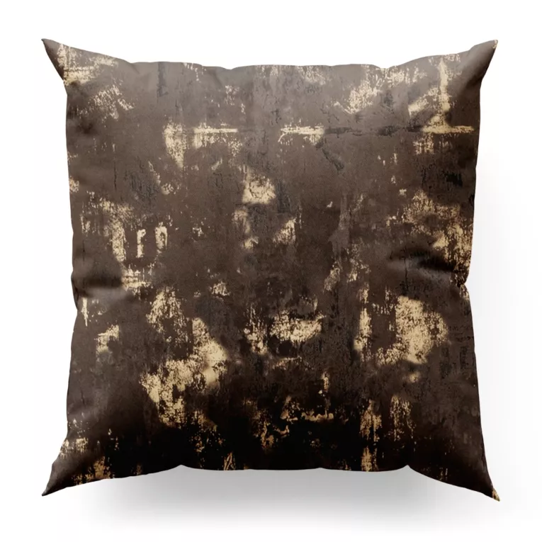 Poszewka szyta brązowo złocista z tkaniny welwetowej zdobionej połyskującym drukiem