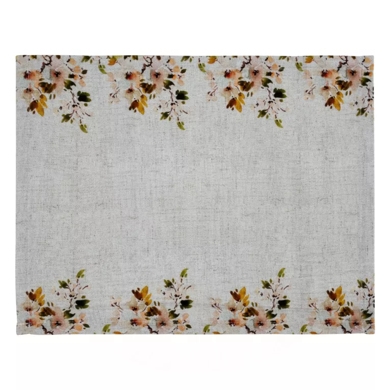Podkładka ecru NATURA 3 zdobiona na brzegach wzorem roślinnym Eurofirany