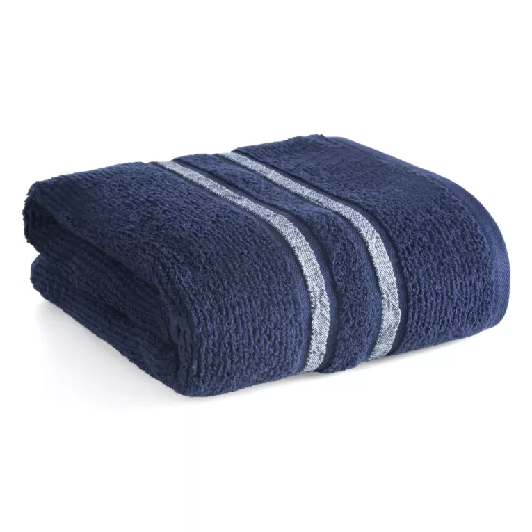 Ręcznik do rąk 30x50 cm bawełniany kolor granatowy w kontrastujące pasy 500 g/m2 DINA Eurofirany