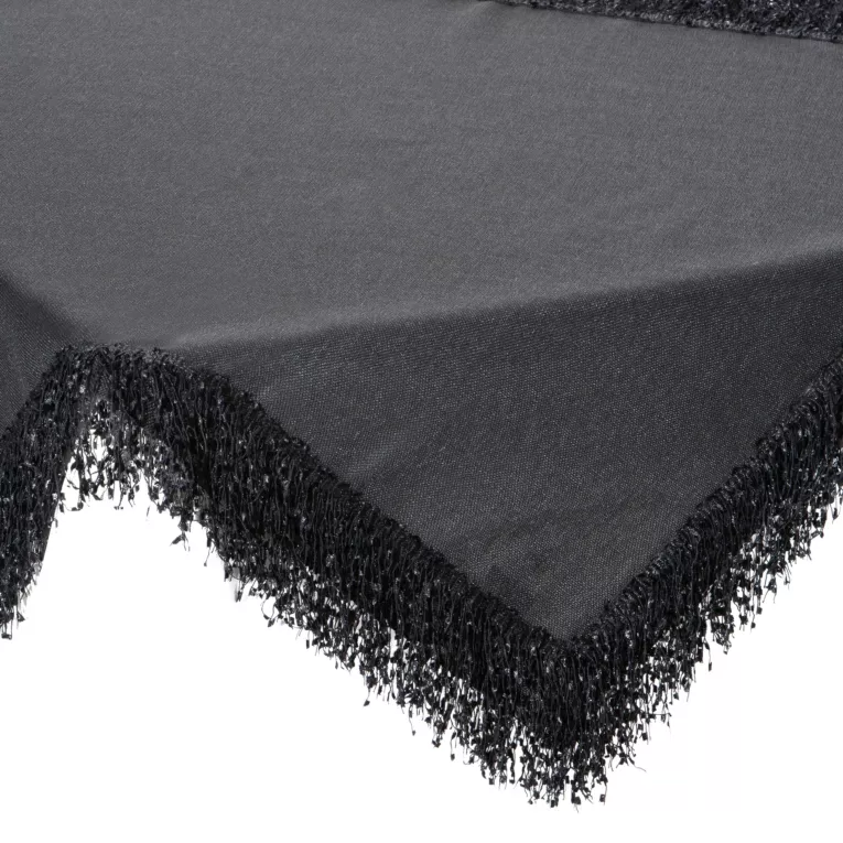 Bieżnik na stół czarny 85x85 cm JASPER zdobiony puszystymi frędzlami EUROFIRANY PREMIUM